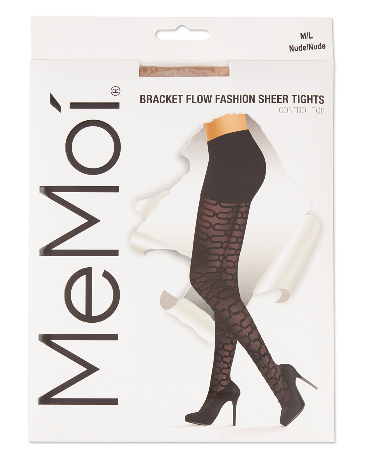 Bracket Flow Fashion Sheer Tights : Color: Nude/Black