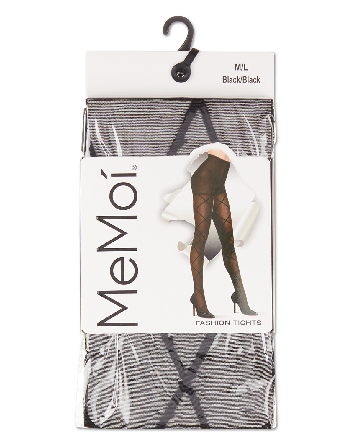 Women's Elegant Sheer Diamond-Patterned Fashion Tights : Color: Black/Black