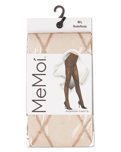 Women's Elegant Sheer Diamond-Patterned Fashion Tights : Color: NudeNude