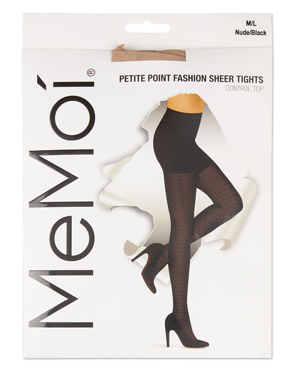 Women's Petite Point Dot Pattern Sheer Fashion Tights : Color: Black