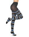 Multi Stripe Cotton Blend Sweater Tights: Color: Charcoal