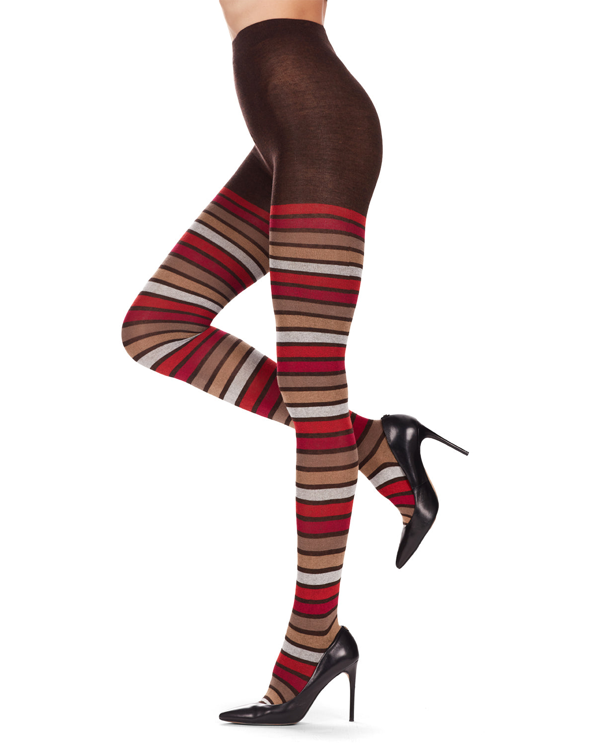 Womens Plus Size Striped Costume Tights Bold Colored Stockings