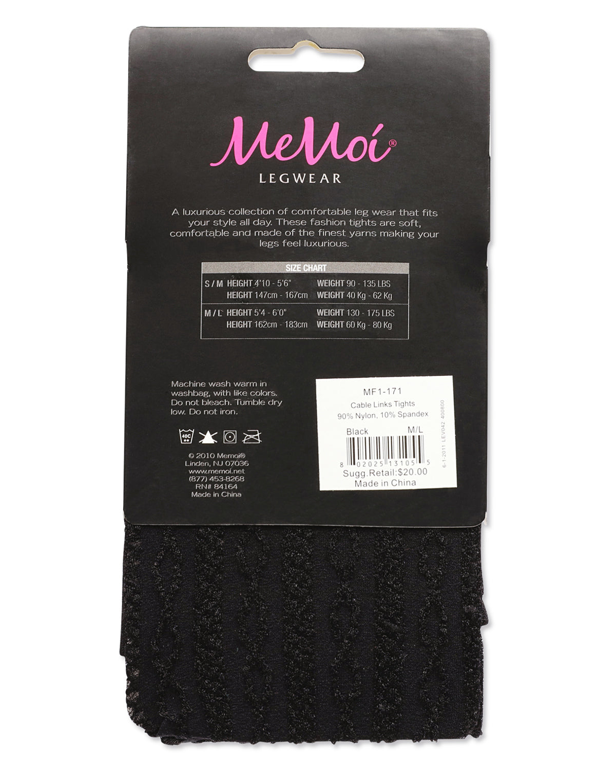 Cable Link Breathable Opaque Tights : Color: Black