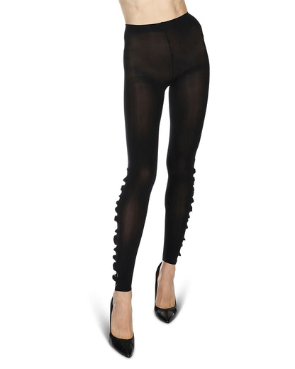 Zip Line Opaque Footless Tights : Color: Black