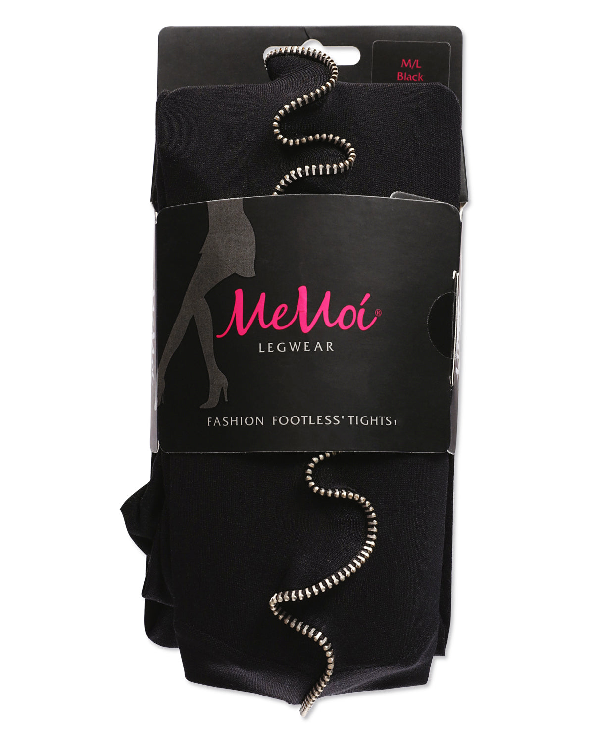 Zip Line Opaque Footless Tights : Color: Black