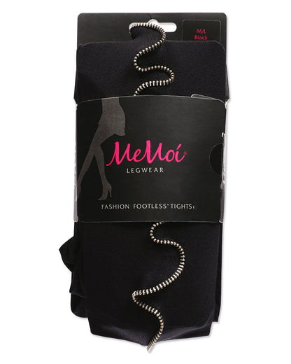 Zip Line Opaque Footless Tights : Color: Black