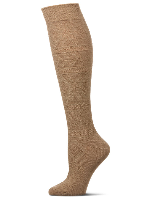 Women's Cozy Textured "Winter Wonderland" Knee Sock : Color: Khaki