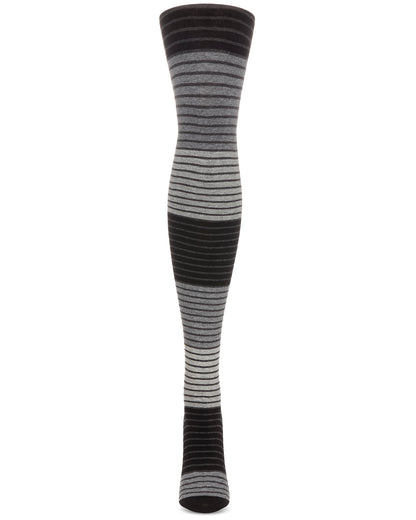 Women's Cozy Cotton Blend Shaded Striped Sweater Tights : Color: Black
