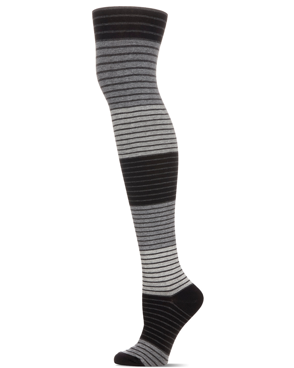 Women's Cozy Cotton Blend Shaded Striped Sweater Tights : Color: Black