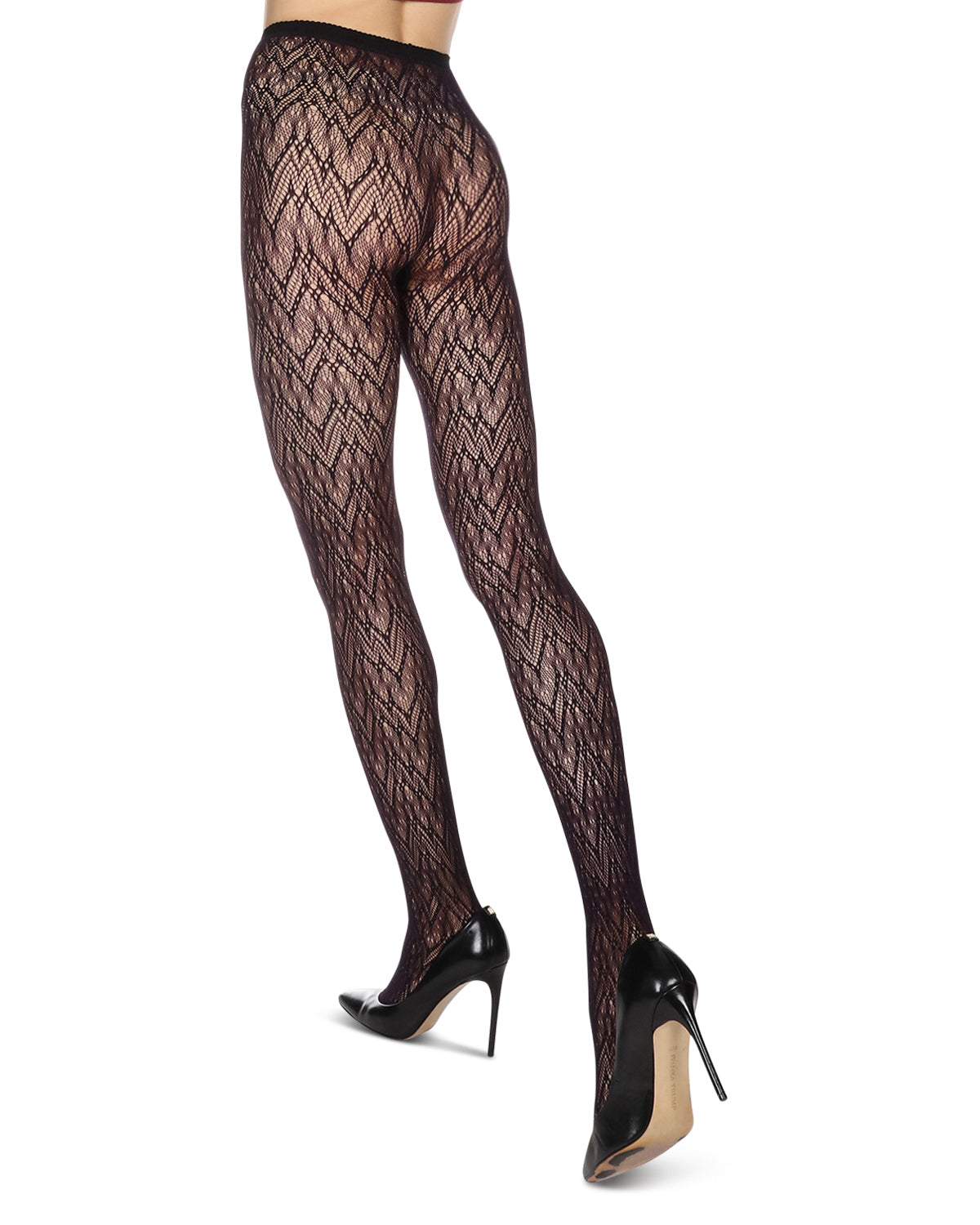 Women's Glacier Two Toned Nylon Net Tights : Color: Black/BlackberryCordial