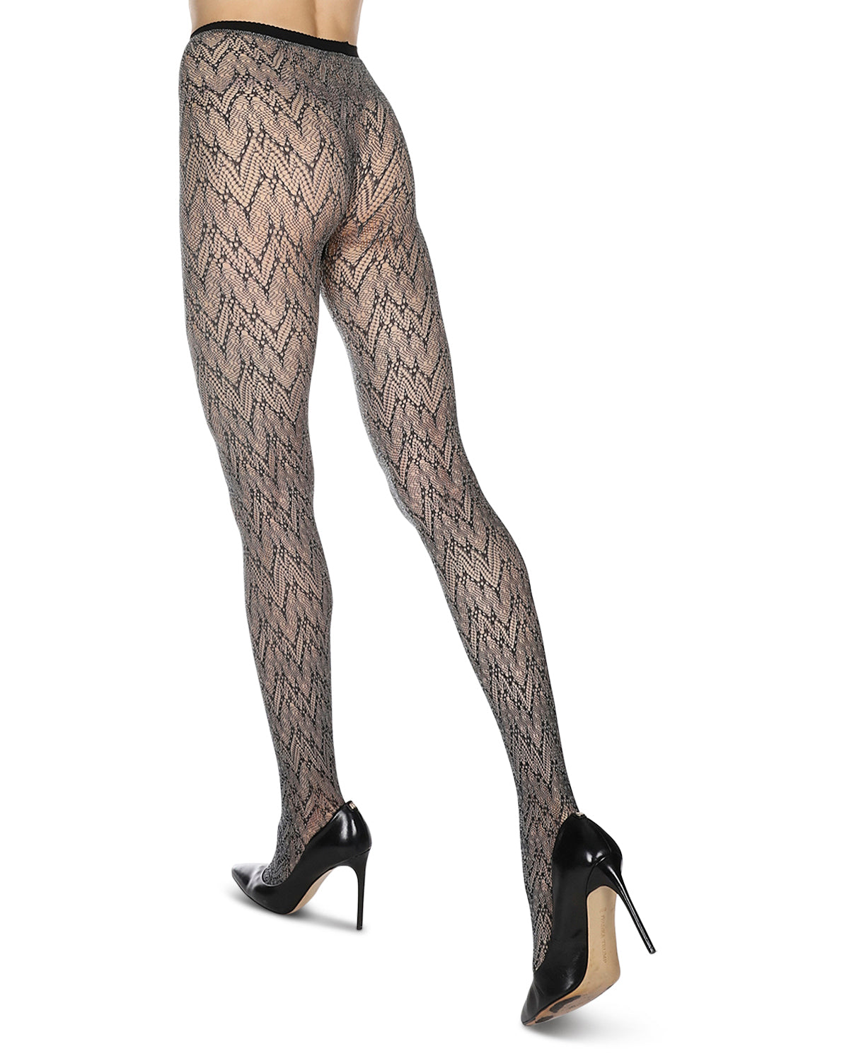 Women's Glacier Two Toned Nylon Net Tights : Color: Black/Gray