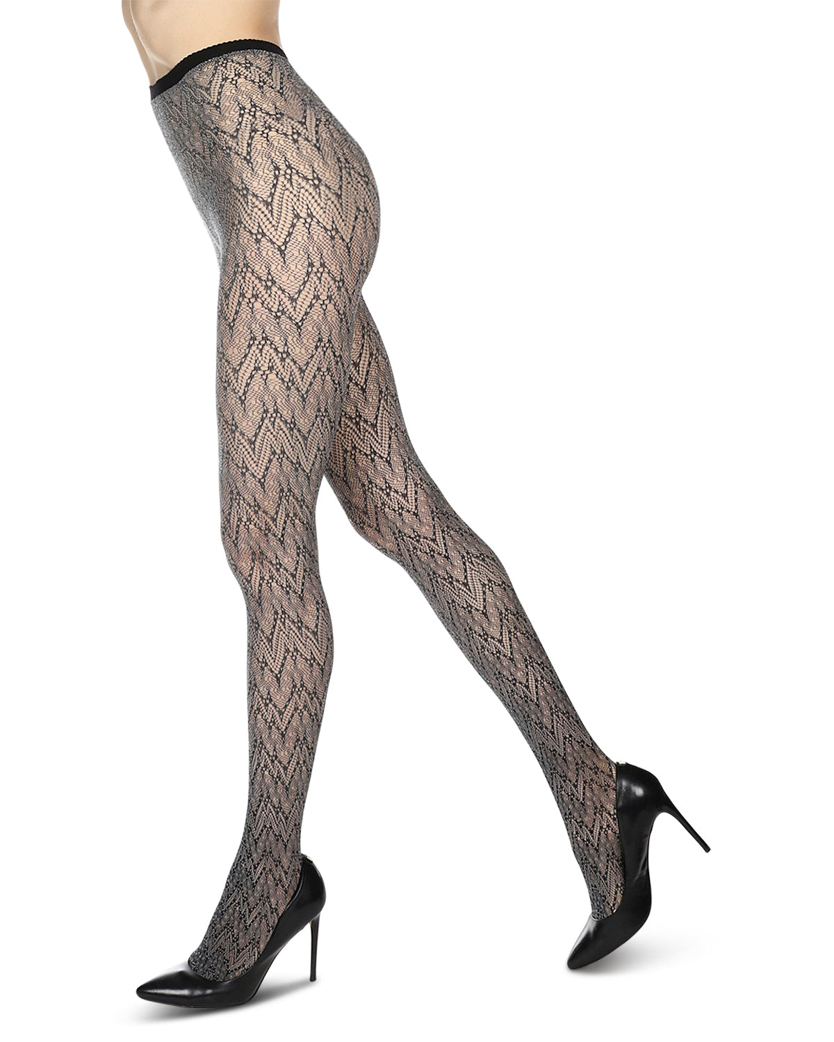 Women's Glacier Two Toned Nylon Net Tights : Color: Black/Gray