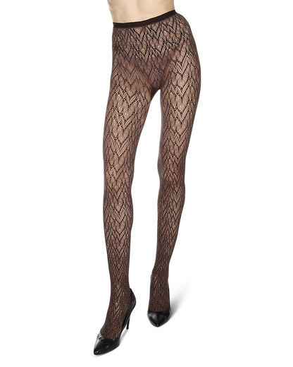 Women's Glacier Two Toned Nylon Net Tights : Color: Coffee Bean Warm Taupe