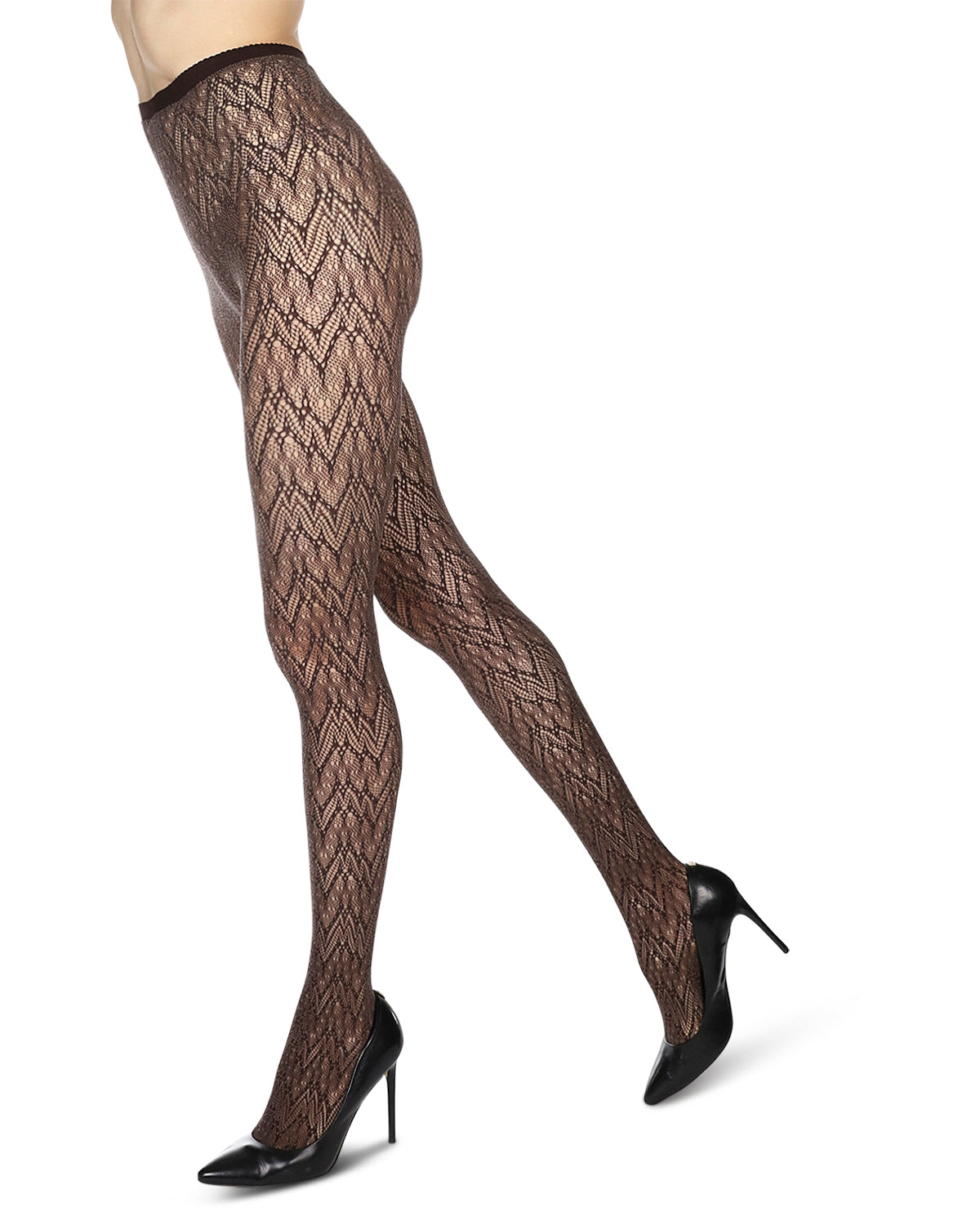 Women's Glacier Two Toned Nylon Net Tights : Color: Coffee Bean Warm Taupe