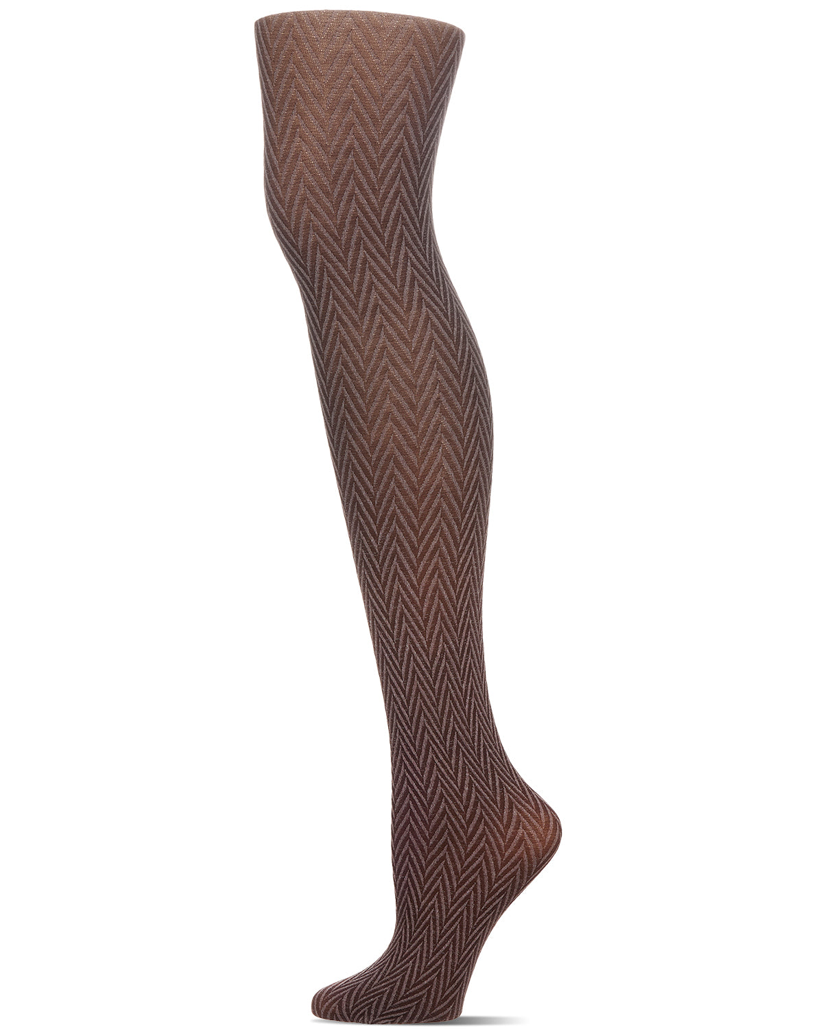 Women's Opaque Heather Chevron-Pattern Tights : Color: Coffee Bean