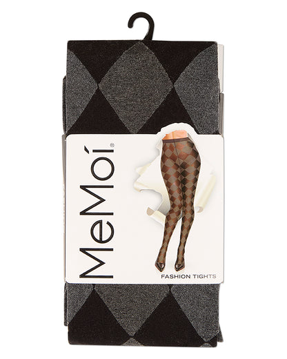 Women's Cozy Opaque Contrasting Diamond Patterned Tights