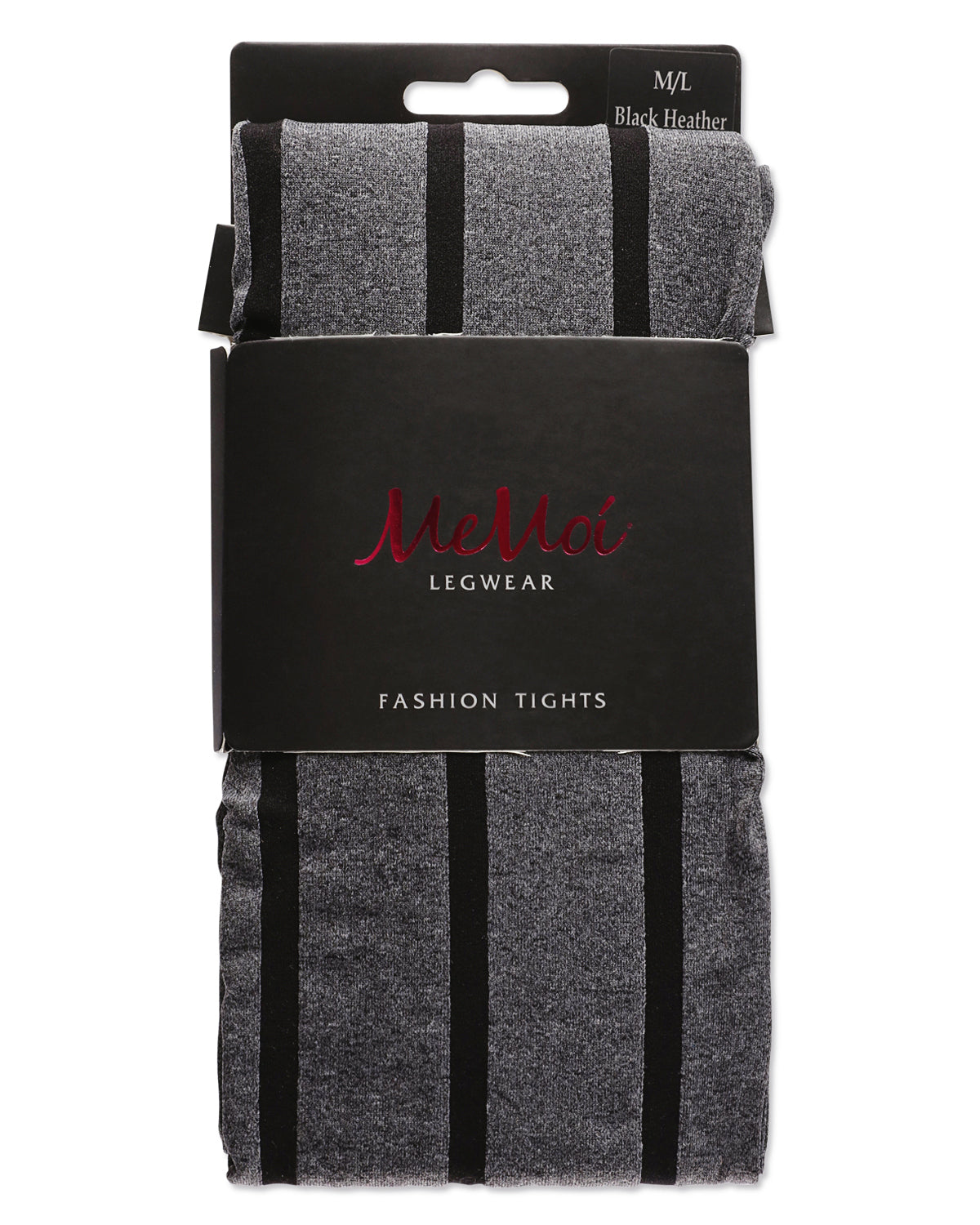 Women's Linear Heather Opaque Nylon Tights : Color: Black Heather