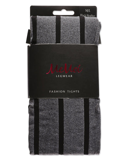 Women's Linear Heather Opaque Nylon Tights : Color: Black Heather