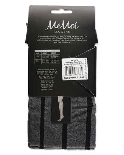 Women's Linear Heather Opaque Nylon Tights : Color: Black Heather