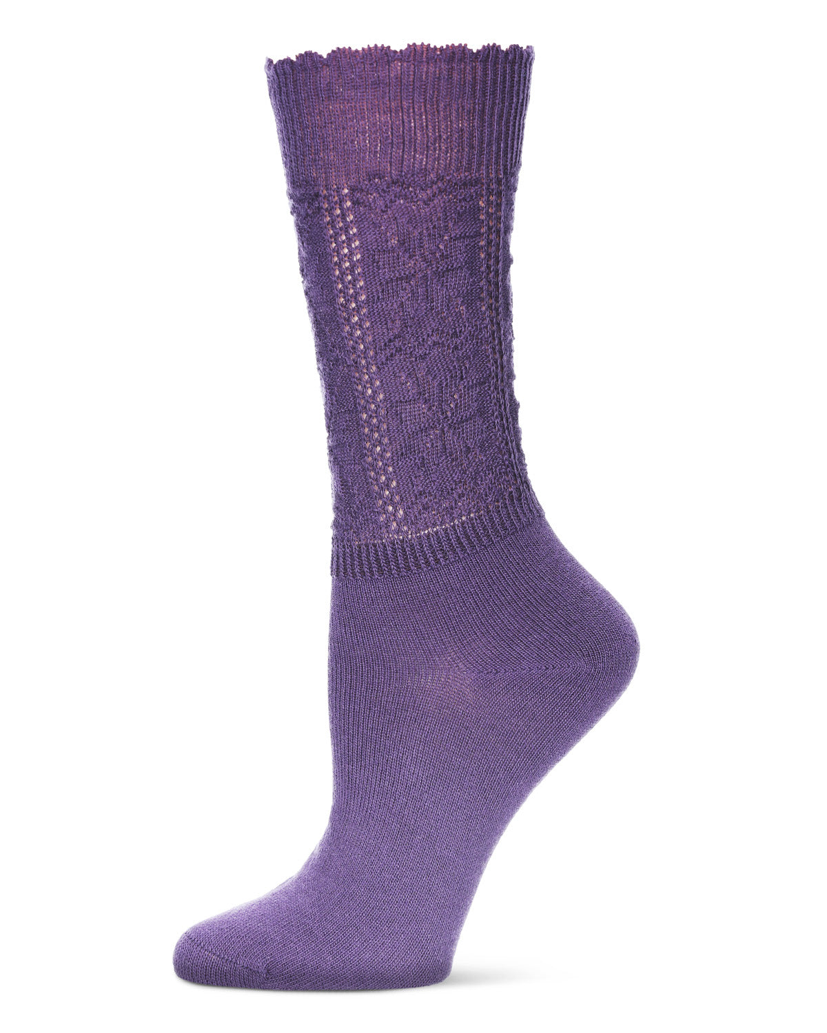 Women's Delicate Flake Embroidered Crew Socks : Color: Blackberry Cordial