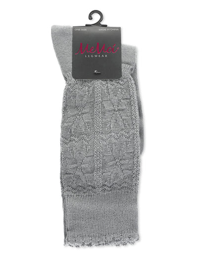 Women's Delicate Flake Embroidered Crew Socks : Color: Blackberry Cordial