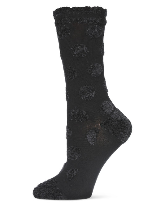 Raised Polka Dot Cotton Blend Crew Sock : Color: Black