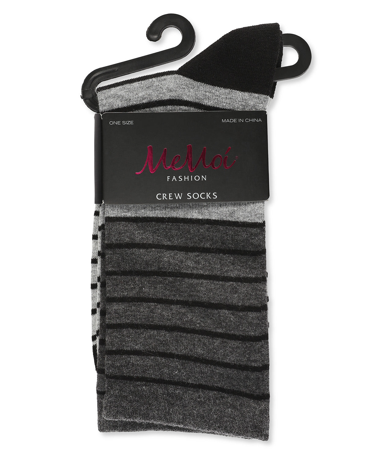 Women's Shaded Stripes Wool Blend Crew Socks : Color: Black