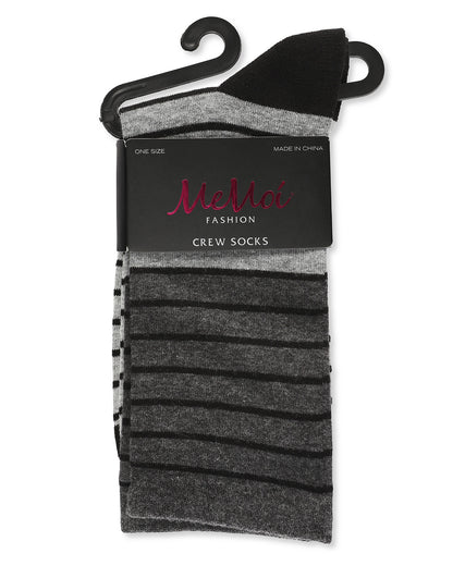 Women's Shaded Stripes Wool Blend Crew Socks : Color: Black