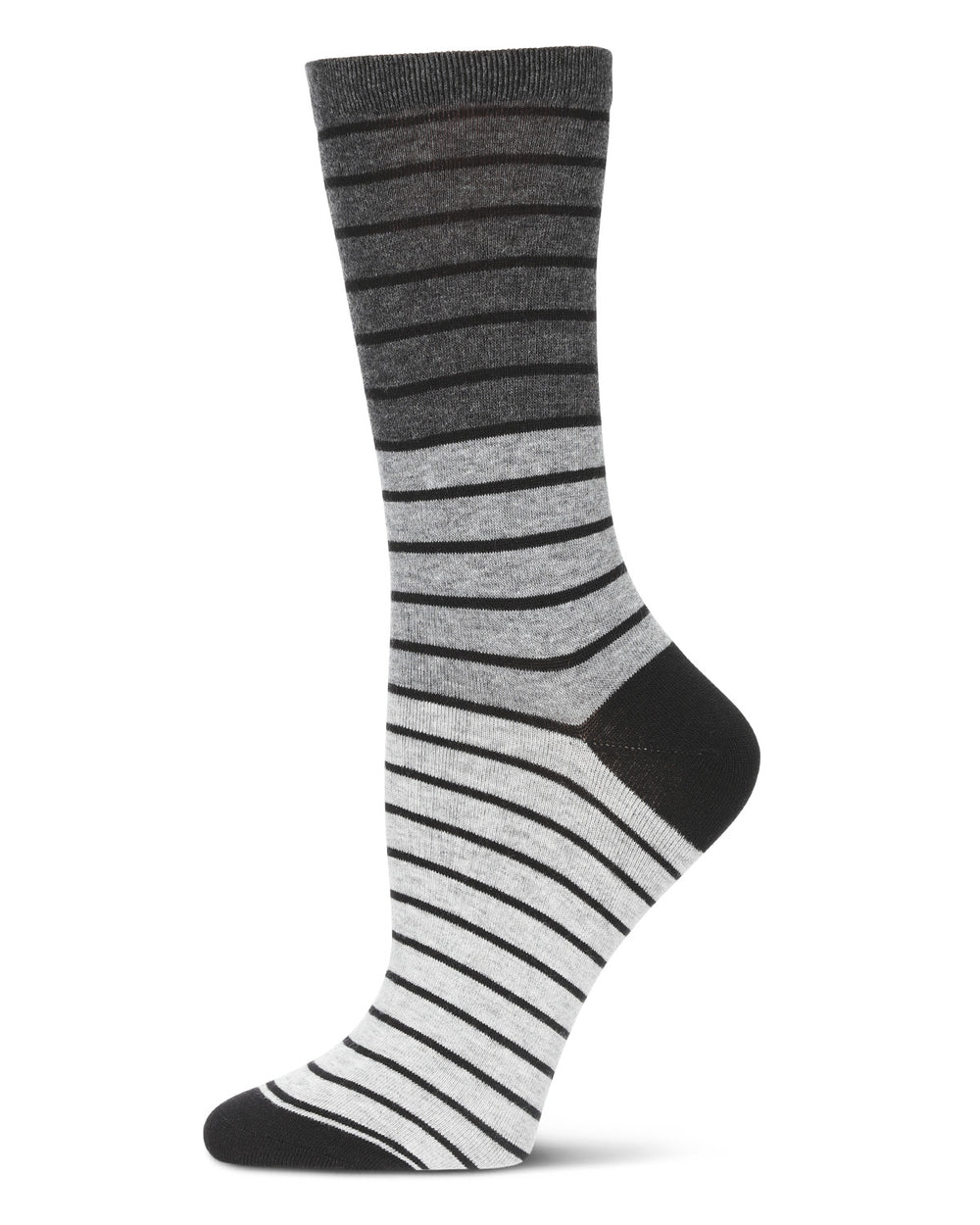 Women's Shaded Stripes Wool Blend Crew Socks : Color: Black