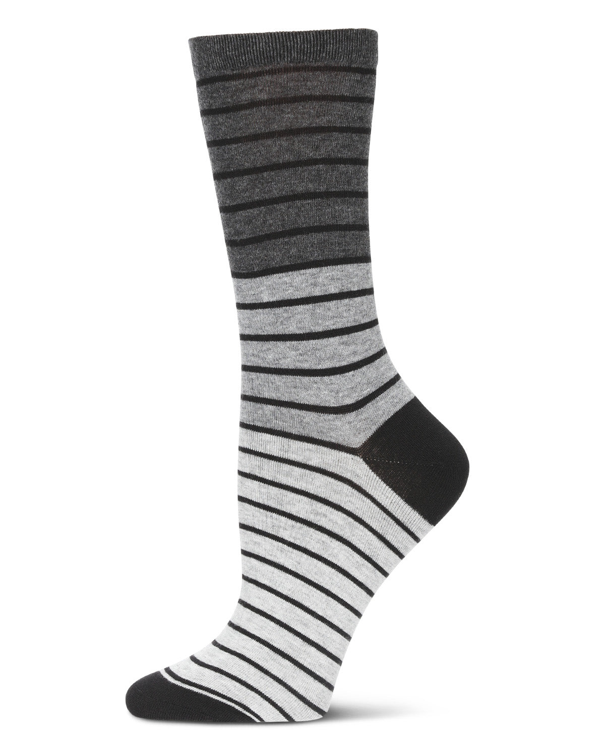 Women's Shaded Stripes Wool Blend Crew Socks : Color: Black