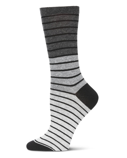 Women's Shaded Stripes Wool Blend Crew Socks : Color: Black