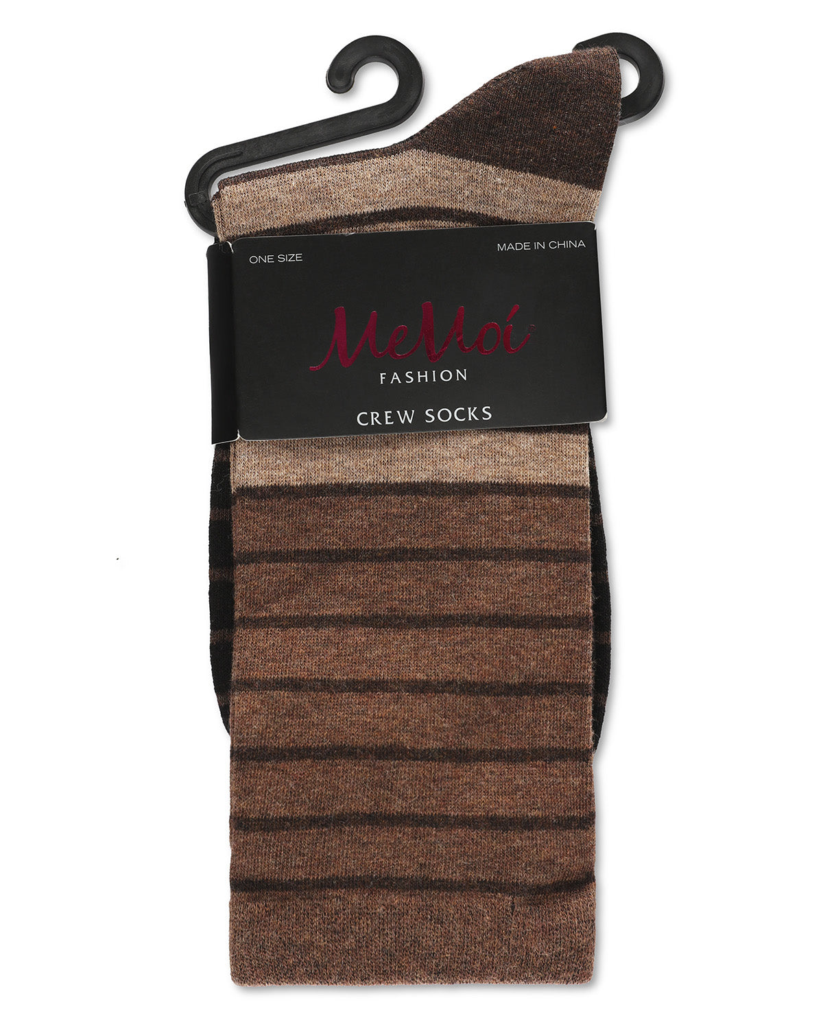 Women's Shaded Stripes Wool Blend Crew Socks : Color: Coffee Bean