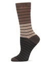 Women's Shaded Stripes Wool Blend Crew Socks : Color: Coffee Bean