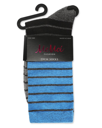 Women's Shaded Stripes Wool Blend Crew Socks : Color: Royal Blue 