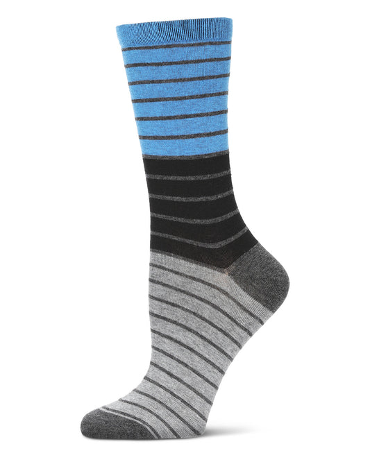 Women's Shaded Stripes Wool Blend Crew Socks : Color: Royal Blue