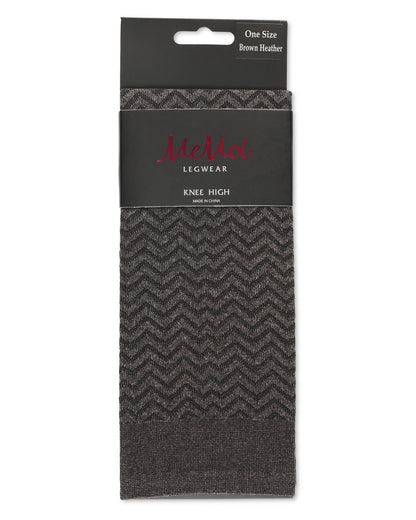 Women's Horizontal Zag Opaque Knee High Socks : Color: Black Heather