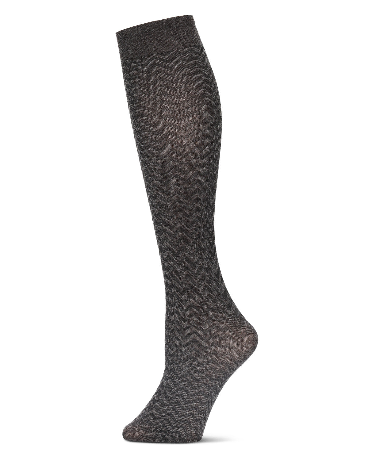 Women's Horizontal Zag Opaque Knee High Socks : Color: Brown