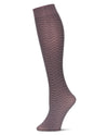 Women's Horizontal Zag Opaque Knee High Socks : Color: Plum Heather