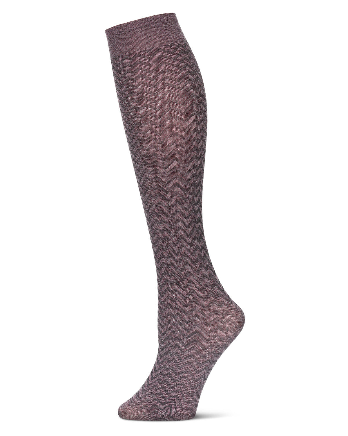 Women's Horizontal Zag Opaque Knee High Socks : Color: Plum Heather