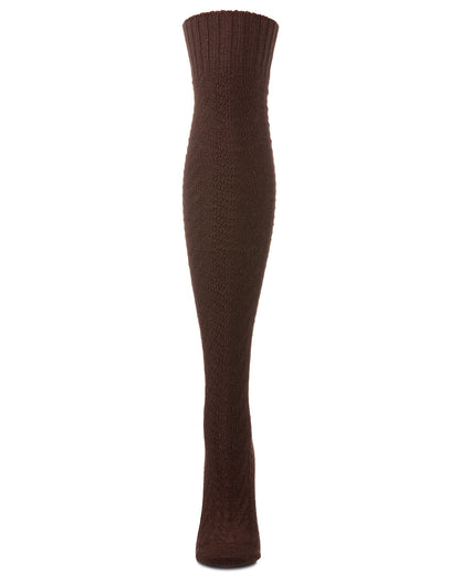 Women's Cable Deluxe Over the Knee Sock : Color: Coffee Bean