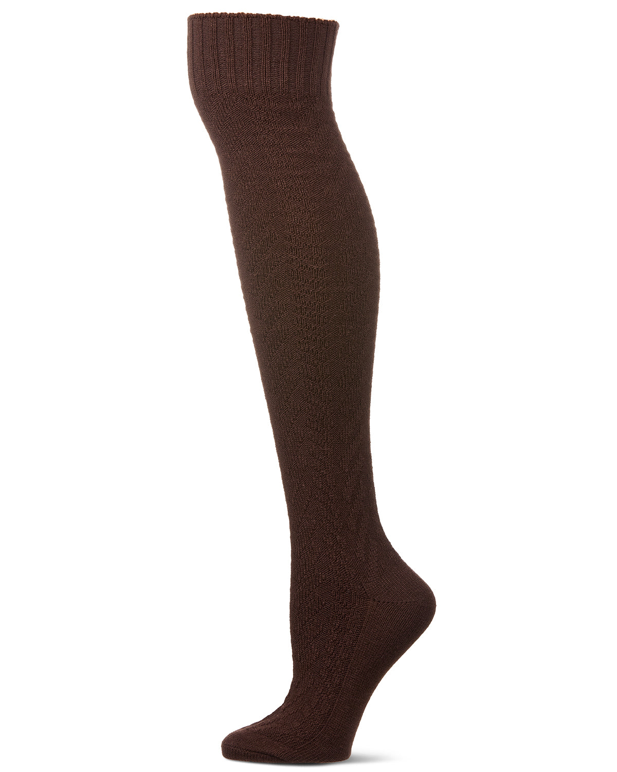 Women's Cable Deluxe Over the Knee Sock : Color: Coffee Bean