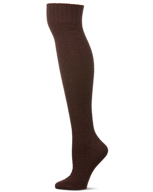 Women's Cable Deluxe Over the Knee Sock : Color: Coffee Bean