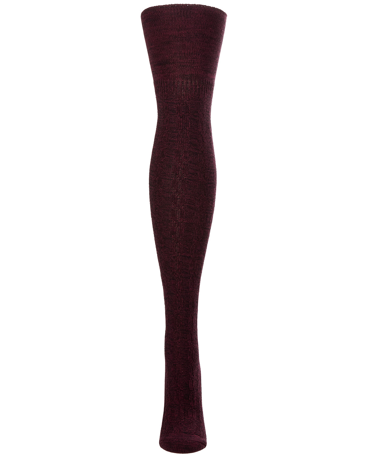 Women's Cotton Rich "Wintry Cable" Over the Knee Socks : Color: Cabernet