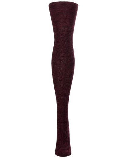 Women's Cotton Rich "Wintry Cable" Over the Knee Socks : Color: Cabernet