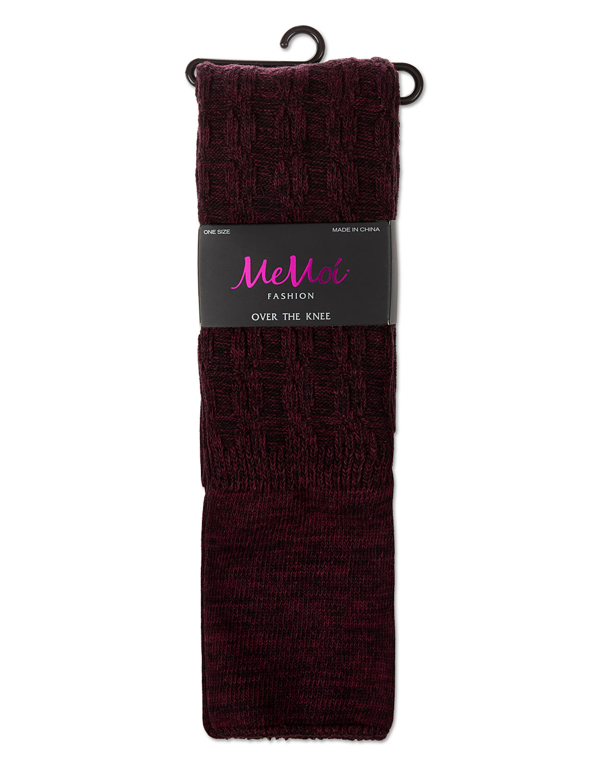 Women's Cotton Rich "Wintry Cable" Over the Knee Socks : Color: Cabernet