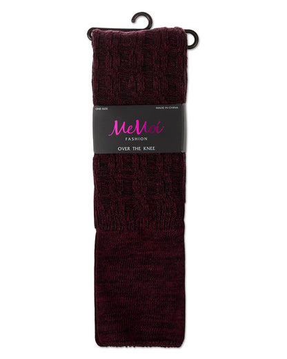 Women's Cotton Rich "Wintry Cable" Over the Knee Socks : Color: Cabernet