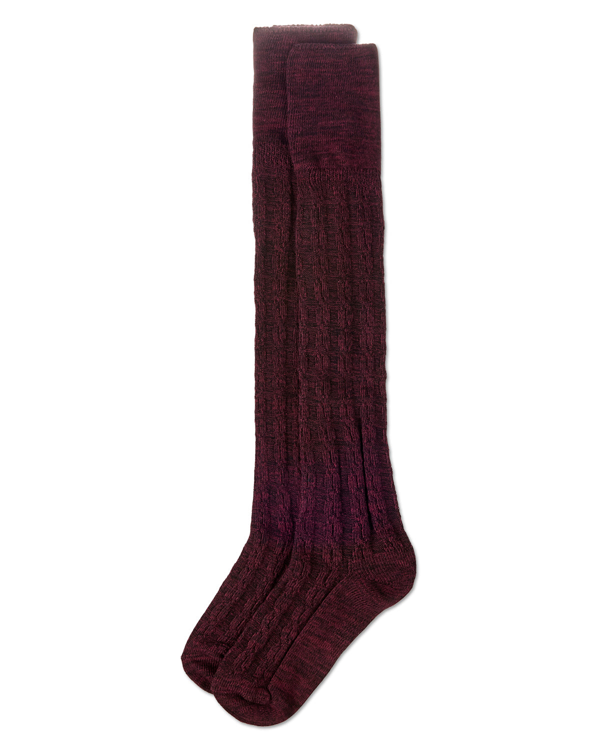 Women's Cotton Rich "Wintry Cable" Over the Knee Socks : Color: Cabernet