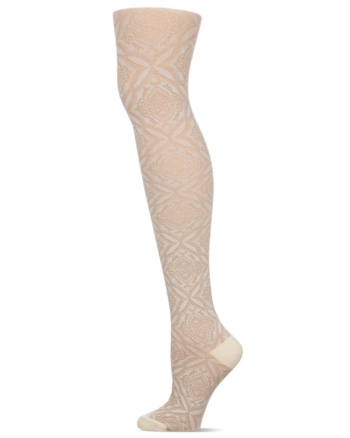 Women's Cotton Blend Diamond-Pattern Sweater Tights : Color: Winter White
