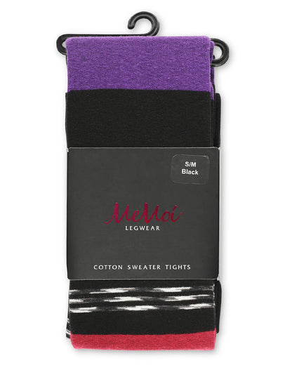 Stripe Palette Cotton Blend Sweater Tights : Color: Black