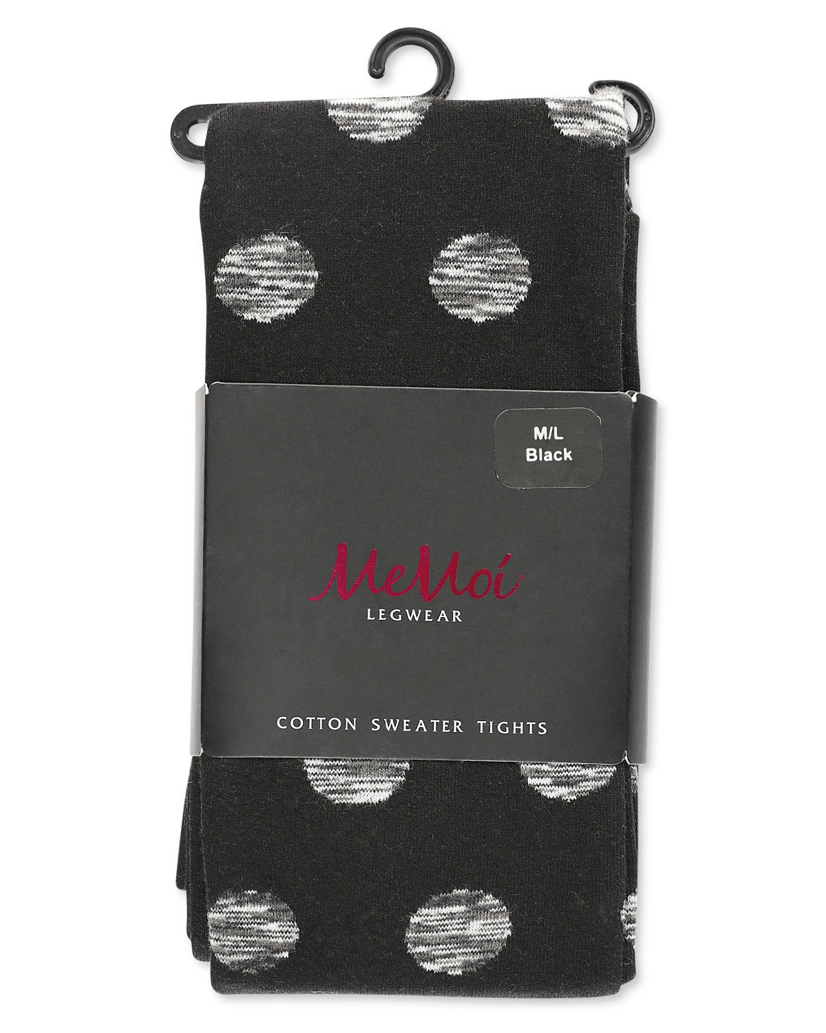 Dotted Blend Opaque Cotton Sweater Tights : Color: Black